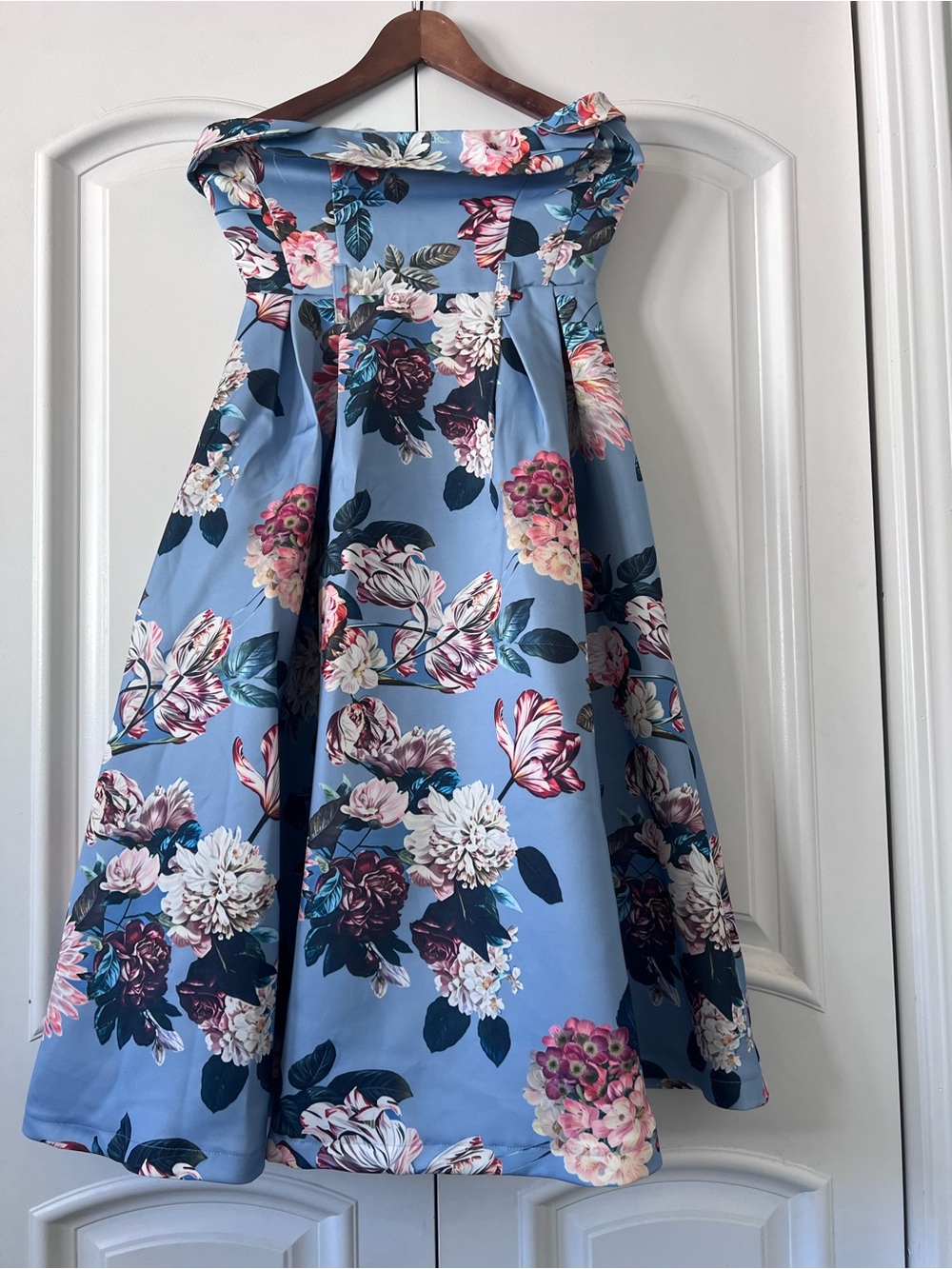 Girls Blue Floral Off-Shoulder Party Dress